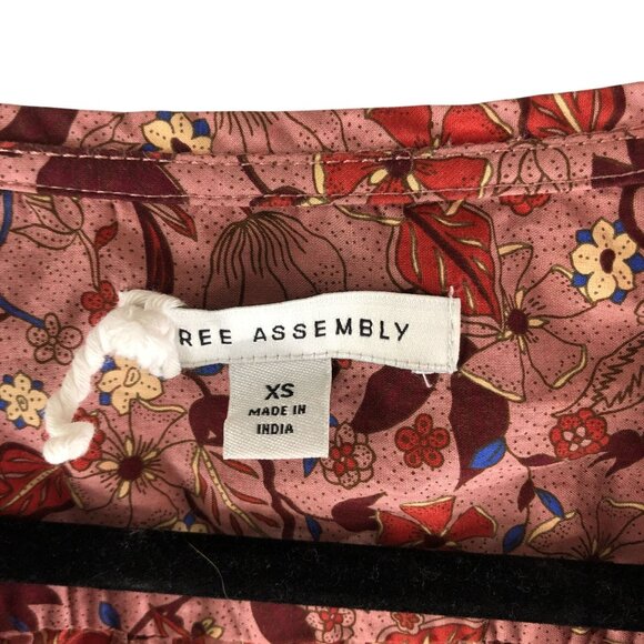 Free Assembly Floral Ruffle Long Sleeve Blouse Pink Boho Peasant Cotton XS - Picture 3 of 4